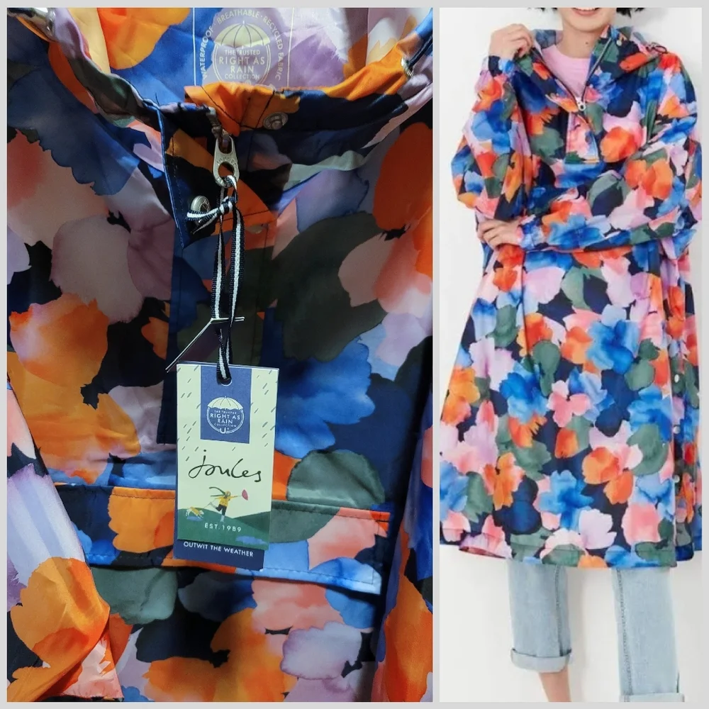 Joules  WATERCOLOR  Packable Waterproof Poncho - Picture 4 of 8
